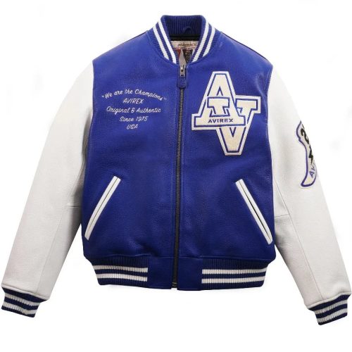 Avirex-Wildcat-Varsity-Jacket-Blue-Front