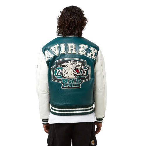 Avirex Wildcat Varsity Jacket Dark Green Back