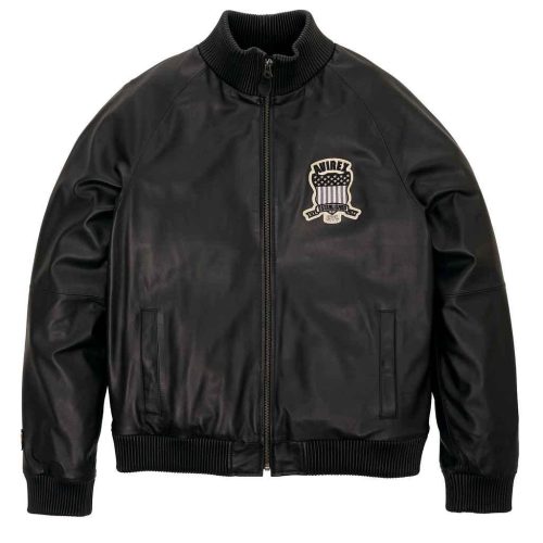 Avirex Mens Black Leather Track Jacket-2