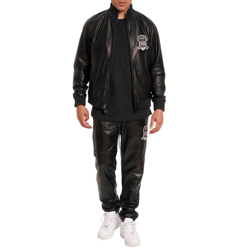 AvirexMensBlackLeatherTrackSuit 2