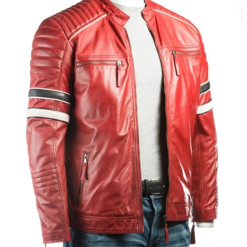 Men sRedRacingBikerStyleLeatherJacket 1 3 11zon