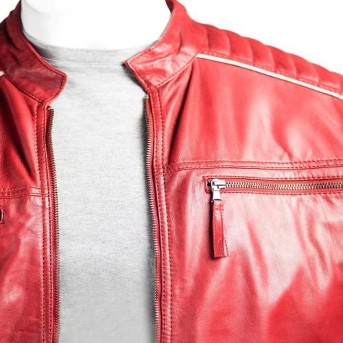 Men sRedRacingBikerStyleLeatherJacket 2 2 11zon