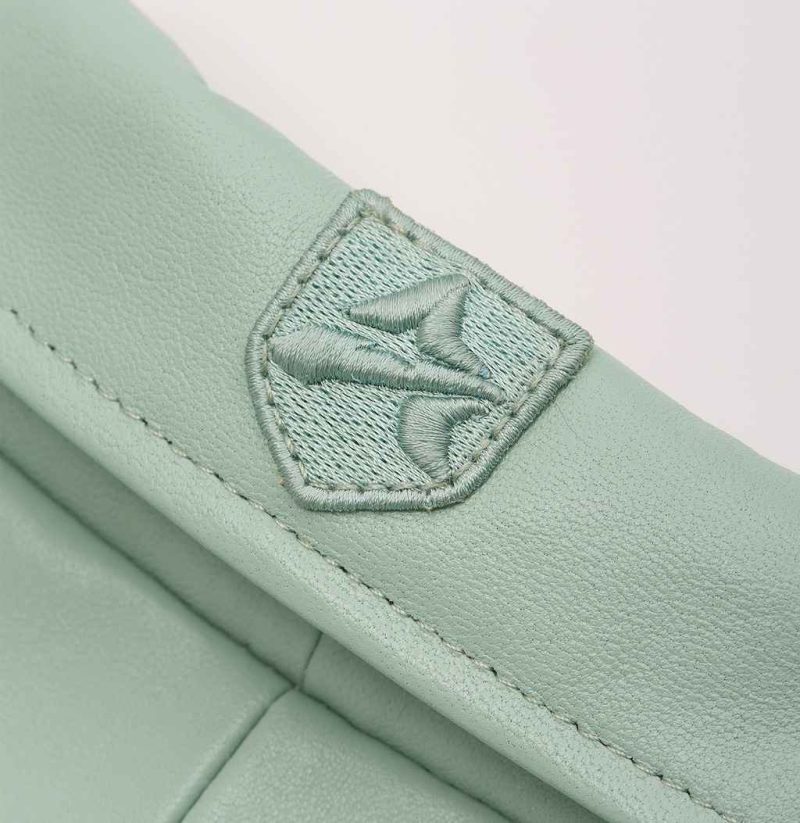 Mens Avirex Icon Seafoam Leather Bomber Jacket Vintage Collar Embroidery