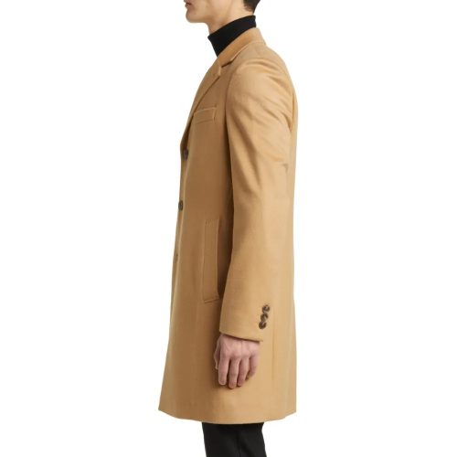 Mens Beige Wool Blend Coat