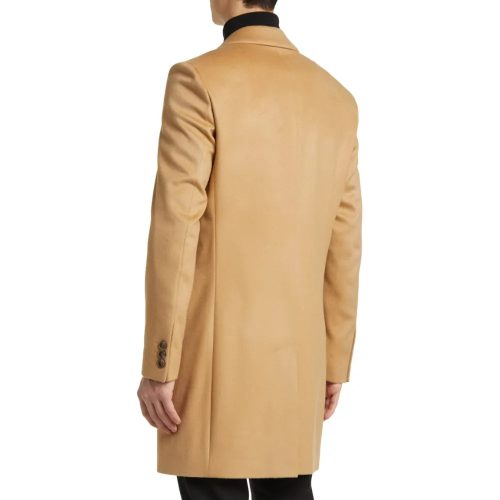 Mens Beige Wool Blend Coat Back