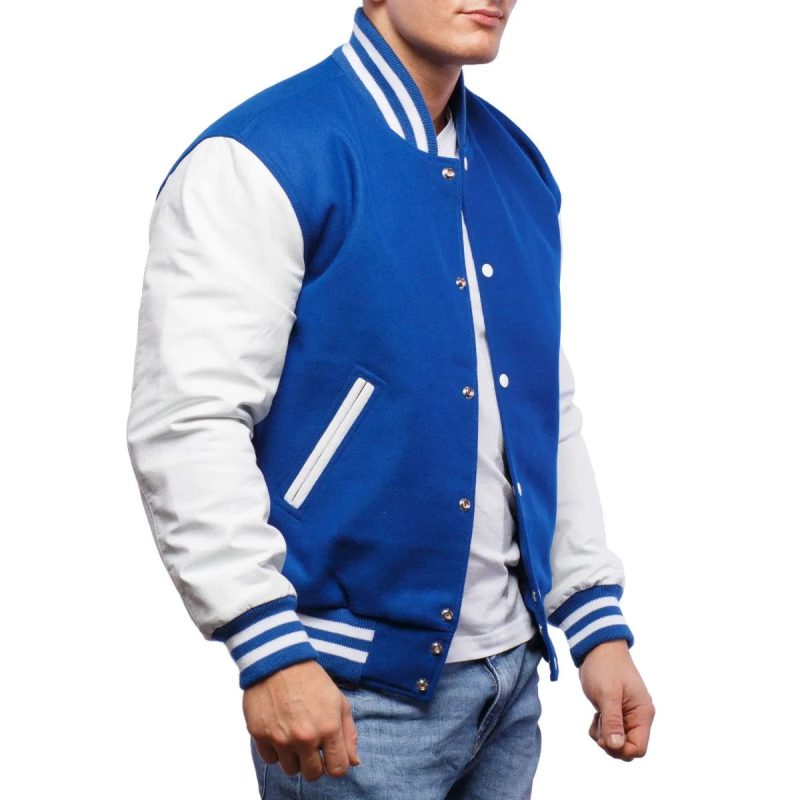 Mens Blue and White Varsity Jacket