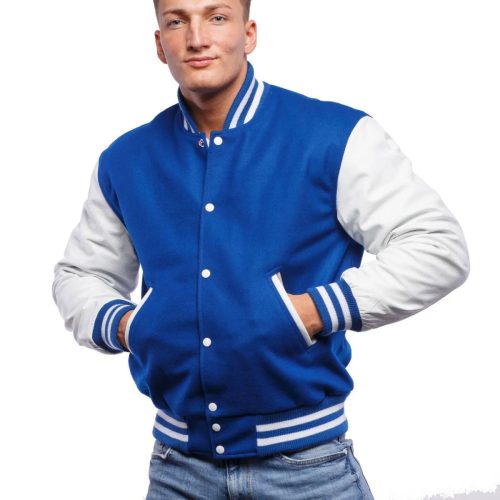 Mens-Blue-and-White-Varsity-Jacket-Front