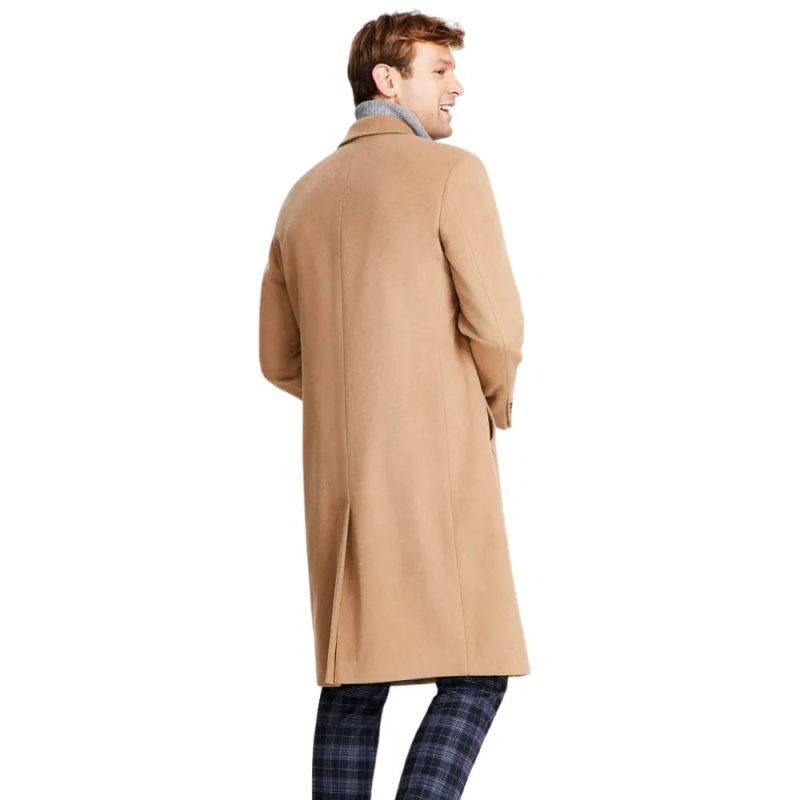 Mens Camel Wool Blend Coat Back