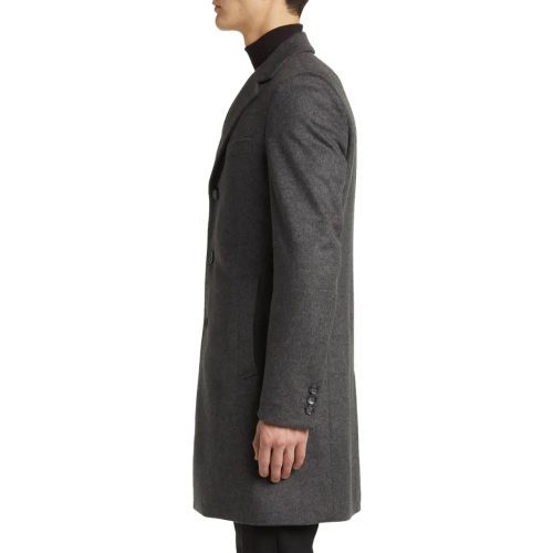 Mens Grey Wool Blend Coat