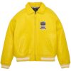 Mens-Yellow-Avirex-Croc-Embossed-Classic-Leather-Jacket-Front