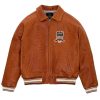 Mens Brown Avirex Croc Embossed Leather Jacket-1