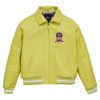 Mens Yellow Avirex Leather Bomber Jacket-1