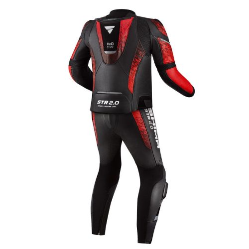 Shima STR 2Mens 2PC Leather Suit Black Red Back