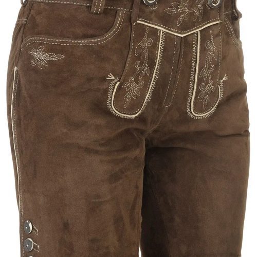 Traditional-Lederhosen-Women-Vroni-Khaki-Front