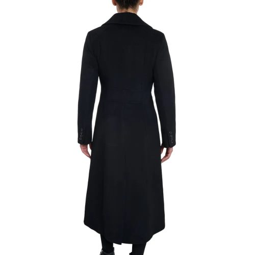 Womens Black Single Breasted Wool Blend Coat Back