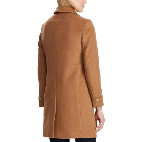 Womens Brown Wool Blend Coat Back