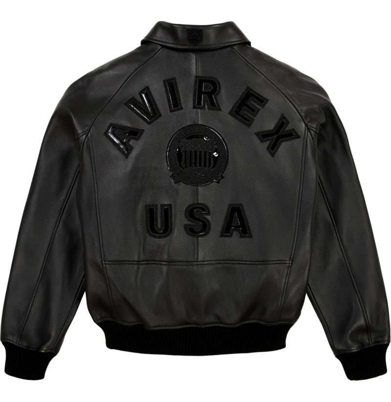 all black avirex icon jacket black