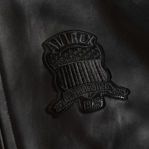 all black avirex icon jacket chest embroidery