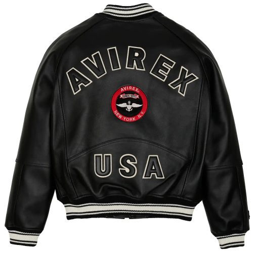 avirex stadium leather jacket back