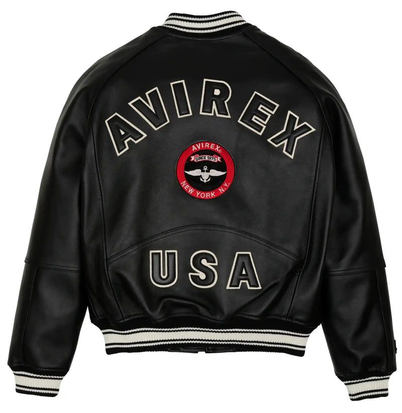 avirex stadium leather jacket back