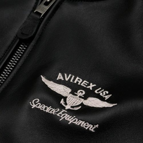 avirex stadium leather jacket front embroidery