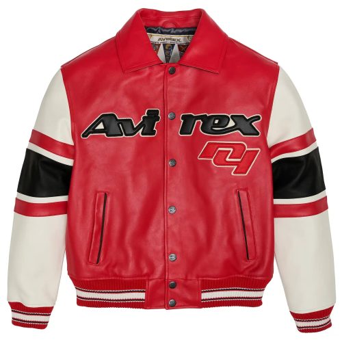 avirex the legend leather jacket red front