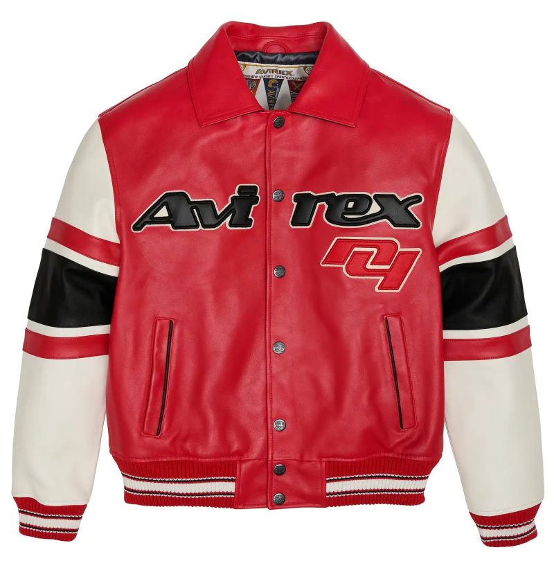 avirex the legend leather jacket red front