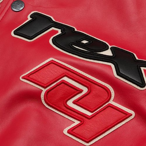 avirex the legend leather jacket red front embroidery left