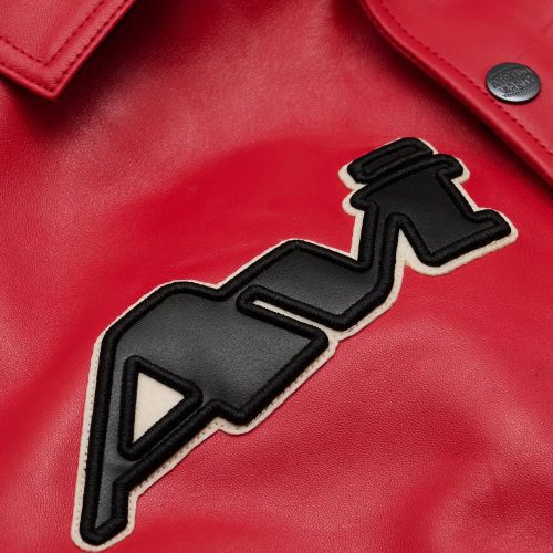 avirex the legend leather jacket red front embroidery right