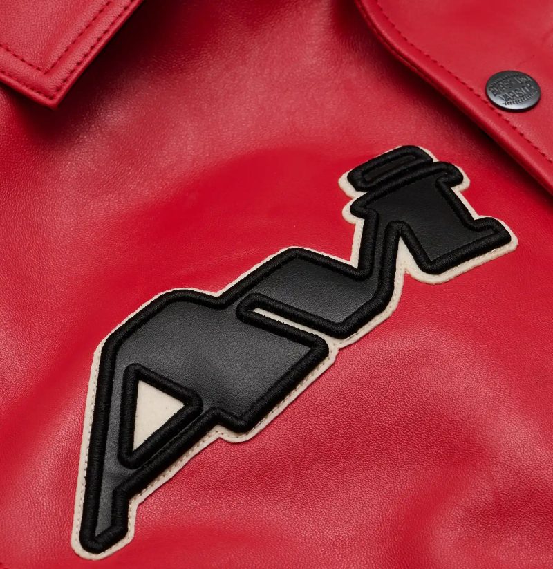 avirex the legend leather jacket red front embroidery right